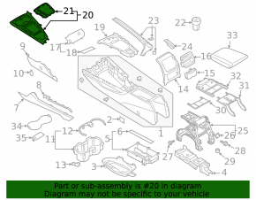 Накладка центральной консоли с подстаканниками Audi A4 B9 20-25 черный глянец
