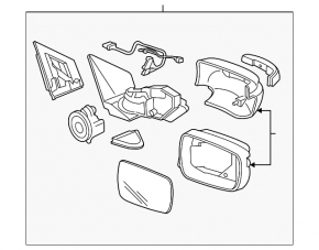 Зеркало боковое правое в сборе Acura MDX 07-08