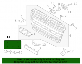 Площадка номерного знака передняя Audi A4 B9 17-19 незаводские отверстия