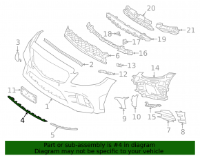 Bandă centrală bară față Mercedes Clasa C W206 300 22-23 AMG pachet, cromată