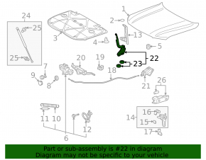 Петля капота правая Lexus LX570 08-15 дорест