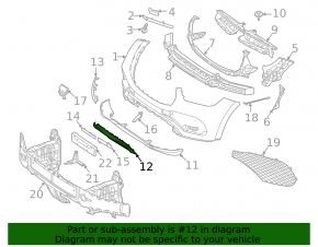 Ornament bară față Mercedes X167 GLS 450 20-23 cromat, zgârieturi, crăpături, elemente de fixare rupte