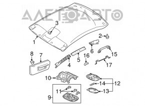 Обшивка потолка Mitsubishi Galant 04-06 серый