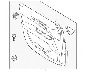 Panou ușă dreapta față Mazda CX-5 17-23 negru cu inserție din piele neagră, cotieră din piele neagră, ornament gri, cu mâner, zgârieturi
