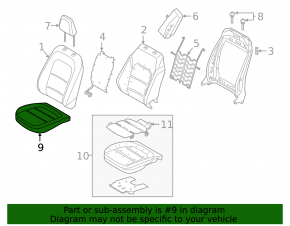 Обшивка спинки пассажирского сиденья Ford Escape MK4 20-22 кожа черная с перфорацией, подогрев
