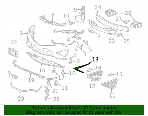 Bandă bară față dreapta Acura ILX 19-22 cromată