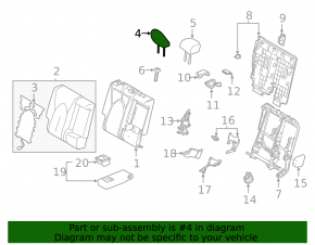 Подголовник 2 ряда левый Toyota Highlander 20-26 кожа черная, XLE