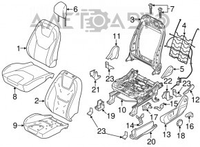 Водительское сидение Ford Edge 15-24 без airbag, ткань беж