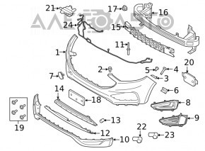 Накладка губы переднего бампера Ford Edge 19-24 серая