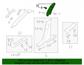 Накладка центральной стойки верхняя ремень левая Ford Escape MK4 20-22 серая, царапины