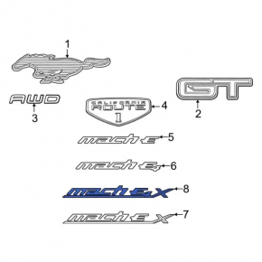 Эмблема надпись Mach-E4 X двери передней правой Ford Mustang Mach-E 21-26