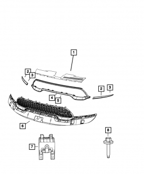Крепление решетки радиатора grill Dodge Durango 14-26