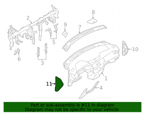 Накладка торпеды боковая левая Nissan Rogue 14-20 черная