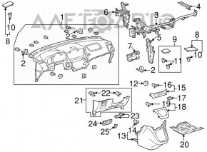 Накладка колени водителя Lexus RX300 RX330 RX350 RX400h 04-08 серая, надрывы