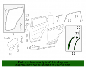 Накладка арки двери задняя левая Toyota Rav4 19-24 внутренняя с уплотнителем