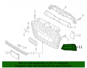 Решетка переднего бампера правая Audi A3 8V 17-20 закрытая, хром, S-line