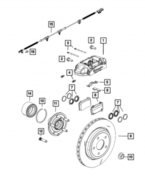 Суппорт в сборе задний левый Jeep Grand Cherokee WK2 12-17 brembo, под R20