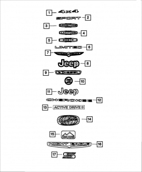Эмблема капота Jeep Cherokee KL 19-23 серая