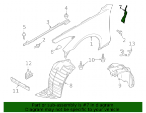 Garnitură aripă ușă dreapta Infiniti G25 G35 G37 08-14 2x4