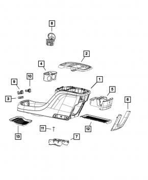 Consolă centrală cu suporturi pentru pahare Chrysler Pacifica 19-20 gri