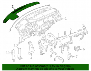 Накладка передней панели под динамики Nissan Murano 25-26 Platinum, черная, под проекцию