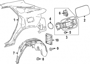 Căptușeală aripă spate dreapta pentru Lexus RX350 RX350h RX450h+ RX500h 23-26
