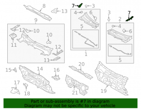 Уплотнитель решетки дворников правый Mazda 3 14-18 BM