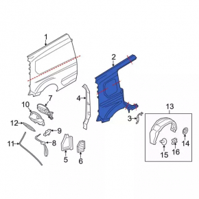 Четверть крыло задняя правая Ford Transit Connect MK2 13-18 длинная база
