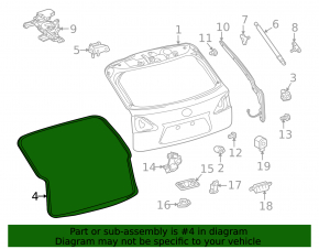 Уплотнитель резина двери багажника Lexus RX350 RX450h 10-15