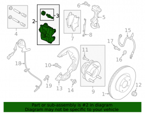 Суппорт в сборе передний левый Ford Mustang mk6 15-23 2 поршня