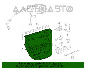 Capacul usii spate stanga Chrysler 300 12-14, din piele neagra cu insertie neagra, cotiera din piele, ornamente din lemn lucios cu crom