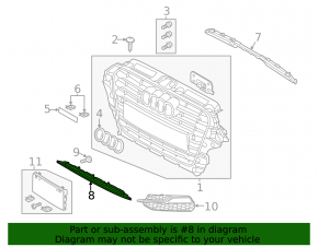 Нижняя решетка переднего бампера Audi A3 8V 15-16