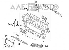 Нижняя решетка переднего бампера Audi A3 8V 15-16