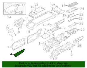 Ornamente laterale inferioare consolă centrală spate stânga Volvo XC90 25-26 tip 2, negre