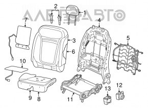 Пассажирское сидение Jeep Renegade 15-17 без airbag, ткань черн