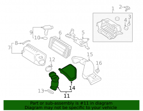 Tubul de admisie cu rezonator pentru Mitsubishi Outlander 14-21