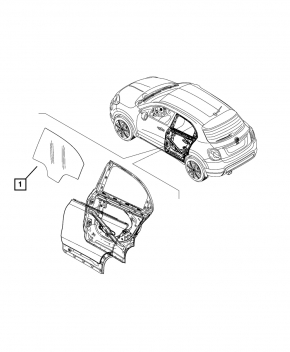Стекло двери задней левой Fiat 500X 16-22