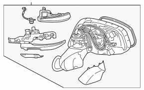 Ansamblu oglindă retrovizoare dreapta pentru Toyota Rav4 19-25, semnalizator, încălzit