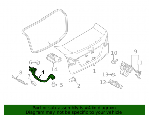Петля крышки багажника левая Ford Fiesta 11-19 4d