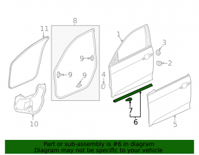 Уплотнитель двери передней левой нижний Honda Civic XI FE/FL 22-26