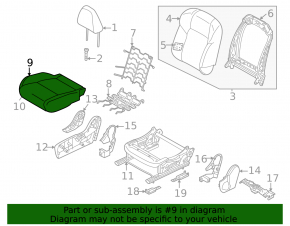 Scaun pasager Nissan Rogue 24-26 fără airbag, manual, material textil gri deschis, fabricat în SUA