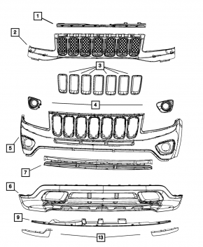 Накладка переднего бампера нижняя левая Jeep Compass 12-16 SE