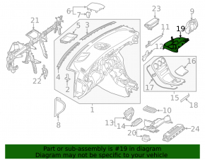 Накладка передней панели пространства ног пассажира Mercedes C-class W205 15-21 черная
