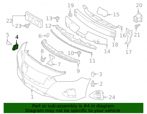 Крепление переднего бампера правое Nissan Maxima A36 16-23