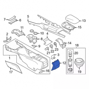 Накладка центральной консоли задняя Ford Mustang mk6 15-23 черная