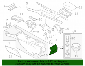 Накладка центральной консоли задняя Ford Mustang mk6 15-23 черная