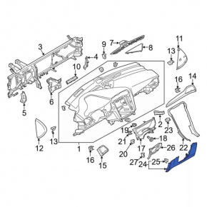 Накладка колени водителя Ford Fusion mk5 17-20 беж