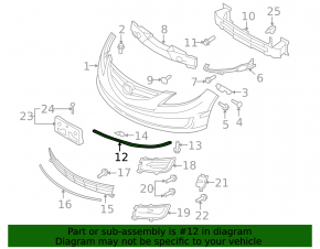Нижняя губа переднего бампера правая Mazda6 09-13