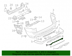 Обрамление нижней накладки заднего бампера BMW X3 G01 18-21 серая, под фаркоп