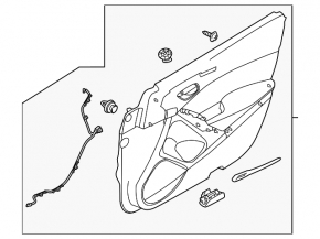 Panou ușă dreapta față Mazda 6 18-21, negru, cotieră și inserție, piele bej, ornament gri cu crom, curățabil chimic, zgârieturi